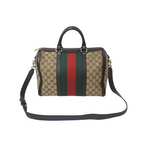 GUCCI Sherry Line Boston Bag Beige Tan GG Canvas